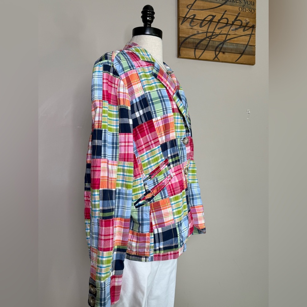 Patchwork Cottage Plaid Colorful Jacket Button Closure Women's 12 - 14 - Picture 4 of 16